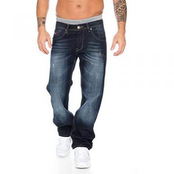 Rock Creek Herren Jeans Regular Fit Blau mit Laser-Effekt 30W/30L