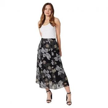 Izabel London High Waist Leaf Print Midi Skirt