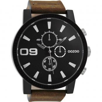 OOZOO Herrenzeitmesser, analog, 50 mm, braunes Lederband – Premium Edition