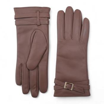 Infinity Leather Chic Nude Women’s Soft Leather & Wool Winter Glove Pair
