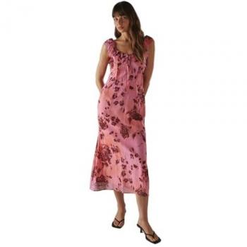 Pink Petal Cascade Ruffle Dress