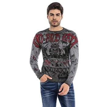 CIPO & BAXX Herren Shirt mit Print, Größe XL, grau