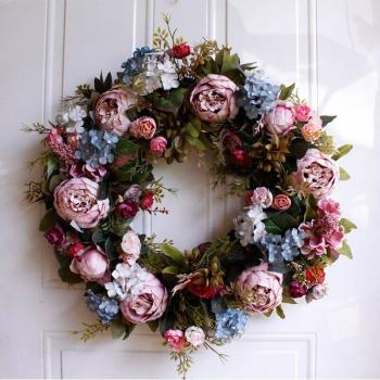 Couronne de porte « Hawaïen » 53 cm – Guirlande florale artificielle