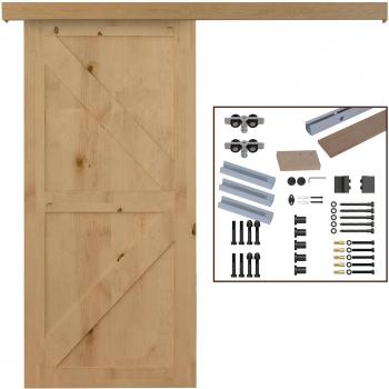 HOMCOM Guía de Puerta Corrediza 200 cm con Riel de Madera