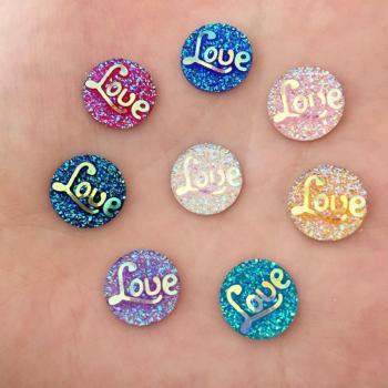 DIY 40 Stuks 12mm AB Hars Ronde LIEFDE Scrapbooking Steen