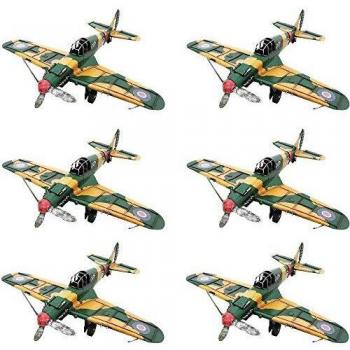 Kreatif Kraft Set of 6 Carbon Steel Fighter Plane Ornaments in Green & Yellow