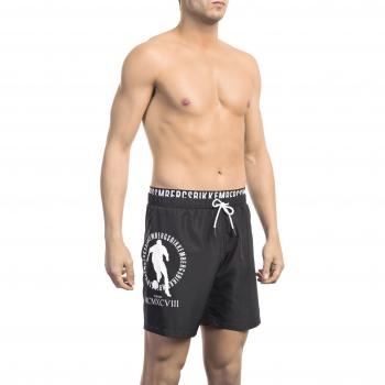 Bikkembergs Beachwear Male Black XL Layered Logo Detail Swim Shorts