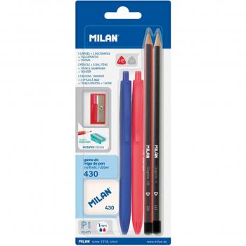 Kit de Escritura MILAN: 2 Bolígrafos P1, Lápices y Goma