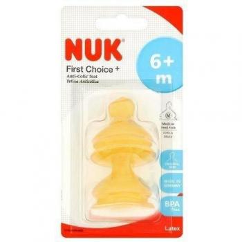 NUK First Choice+ Baby Bottle Teat, Medium Feed Hole, 6-18 Months, 2-Pack
