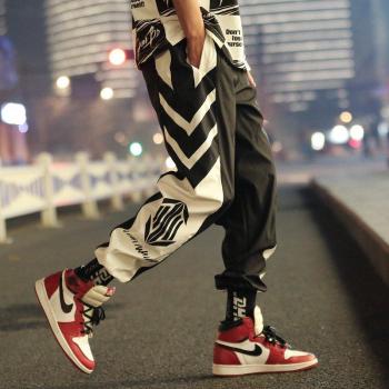 Thin Ankle Length Black White Jogger Pants for Men