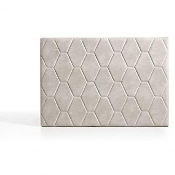 Cabecero Ágata Matris con Formas Hexagonales, Antimanchas, Blanco Roto, 160 cm