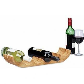 Botellero de madera natural para 6 botellas, diseño Relaxdays en bambú, tamaño: 8 x 47,5 x 11,5 cm