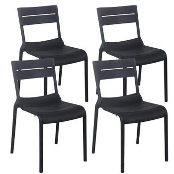 Oviala – Lot 4 chaises d’extérieur en plastique noir