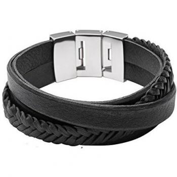 Bracelet Vintage Casual en Cuir Multiliens Fossil, JF02079040