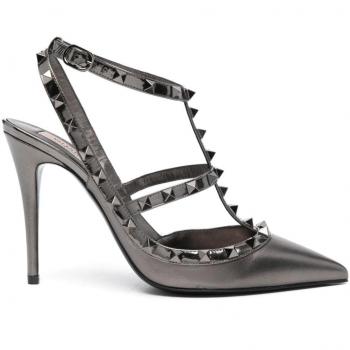 Valentino Garavani, Rockstud Heels Autumn-Winter 2024 Women, Gray female, Sizes: 6 UK, 5 1/2 UK, 3 1/2 UK, 4 UK, 3 UK, 4 1/2 UK