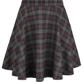 Banned Retro Kurzer Flared Rock grau/lila in XXL