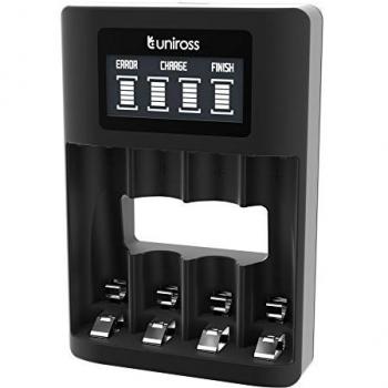 Chargeur Uniross Pro – Chargeur LCD à haut débit pour 1–4 piles Ni‑MH