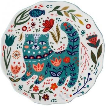 8-Inch Cat Dinner Plate with Hand-Painted Design