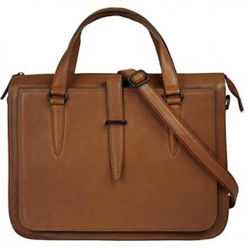X-Zone Aktentasche für Damen, Leder, braun (cognac)