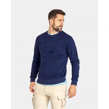 Sudadera Blanca con Tono Marino y Logo Discreto
