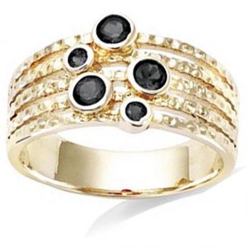 Anello Placcato Oro 11 mm “Sissi” – Nero Dorato