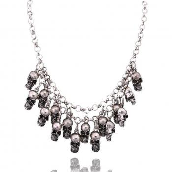Antique Silver Gold Skull Necklace for Women