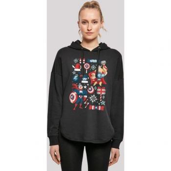 Kapuzen-Sweatshirt F4NT4STIC „Marvel Thor & Captain America Weihnachten“ – Damen XS, schwarz, casual Oversize‑Langarm