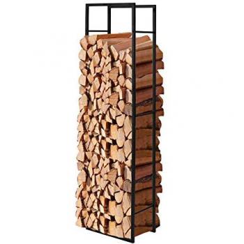 Porte-Bûches en Métal Noir Support de Stockage Robuste pour Bois de Chauffage 45 x 30 x 170 cm