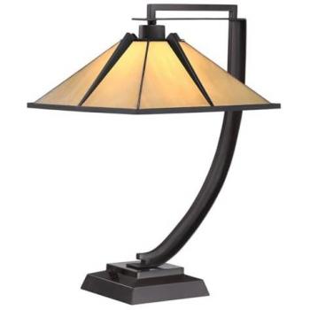 QUOIZEL Pomeroy table lamp, height 55 cm, bronze, glass, steel