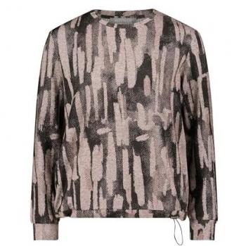 Damen Langärmliges Betty & Co Casual Shirt mit Tunnelzug – Schwarz Nature