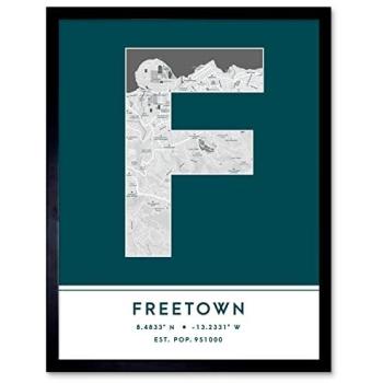 Stylish Teal Freetown Map Typography