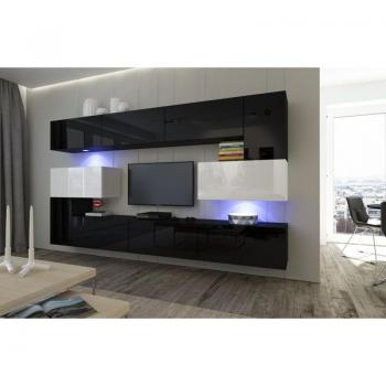 Ensemble Meuble TV Brillant 263 cm Noir et Blanc