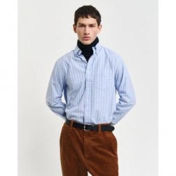 Camisa Gant Oxford Algodón Orgánico, Corte Regular, Rayas Azules XXL