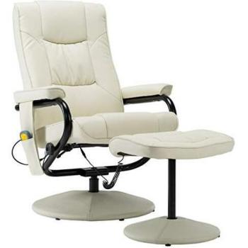 Sedia per Massaggi con Poggiapiedi in Pelle Artificiale Crema