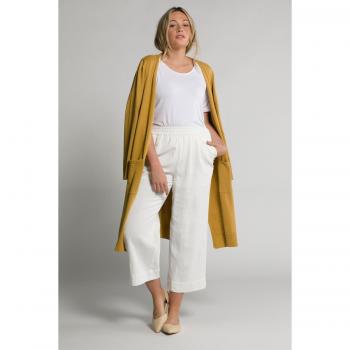 Women's Plus Size Eco-Friendly Wide Leg Culottes, Beige, Cotton/Linen Blend, Size 24/26