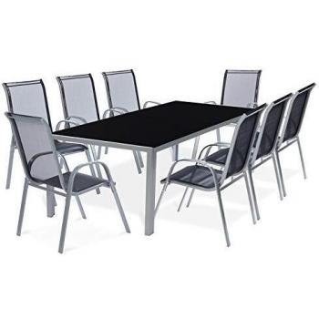 Ensemble de Jardin Madrid Table 190 cm et 8 chaises empilables