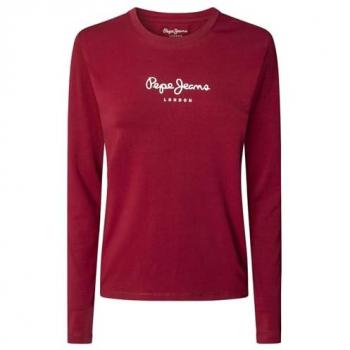 Pepe Jeans T-shirt Long Coton Rouge Femme New Virginia
