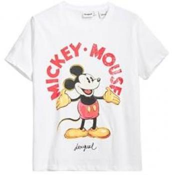 Camiseta Mujer Desigual Mickey Mouse en Algodón, Versión Blanca