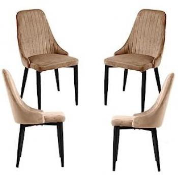 Set de 4 Sillas de Comedor Kan Terciopelo Marrón Claro