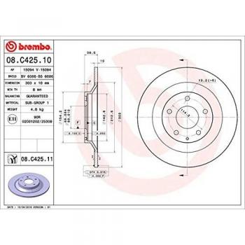 BREMBO Bremsscheibe MAZDA 08.C425.11 K01126251C