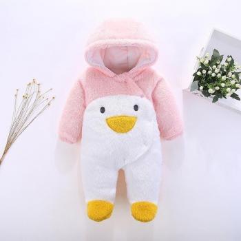 Mitaine-Long Pyjama Bébé Automne Hiver, Design Pingouin Doux