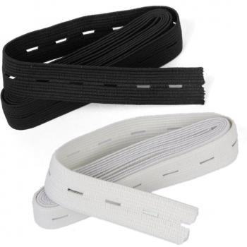 5M/10M Buttonhole Flat Elastic Bands 20mm White and Black