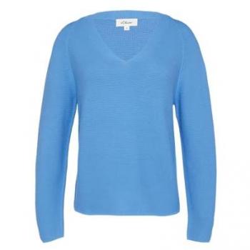 S.Oliver Baumwoll-Strickpullover in Blau