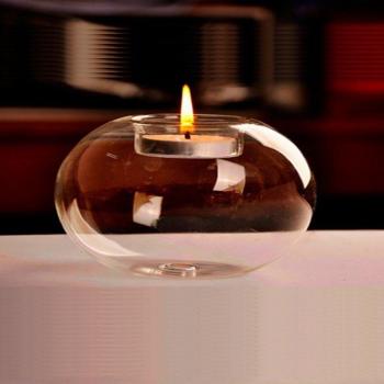 Transparent Round Glass Candle Holders
