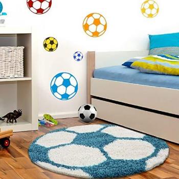 Ayyildiz Kinderteppich Rund Fußball Design 30 mm Höhe