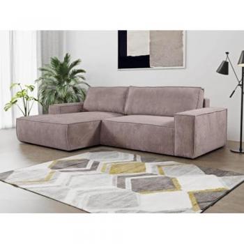 VENTE-UNIQUE Sofá rinconera de pana violeta claro amelia