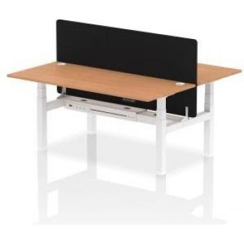 Air Back-to-Back 1800 x 800mm Height Adjustable 2 Person Bench Office Desk Oak Top