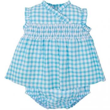 Conjunto de bebe niña con Jesusito de cuadros vichy y braguita