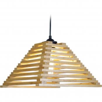 Lámpara de Mesa Colgante Tósel Kyoto Madera Negra Geométrica con Pantalla Metal Blanco-Negrita D30×H77