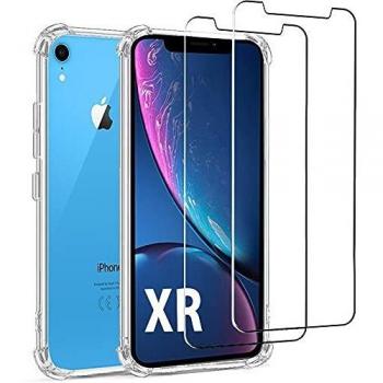 Coque iPhone XR antichoc avec 2 vitres en verre trempé